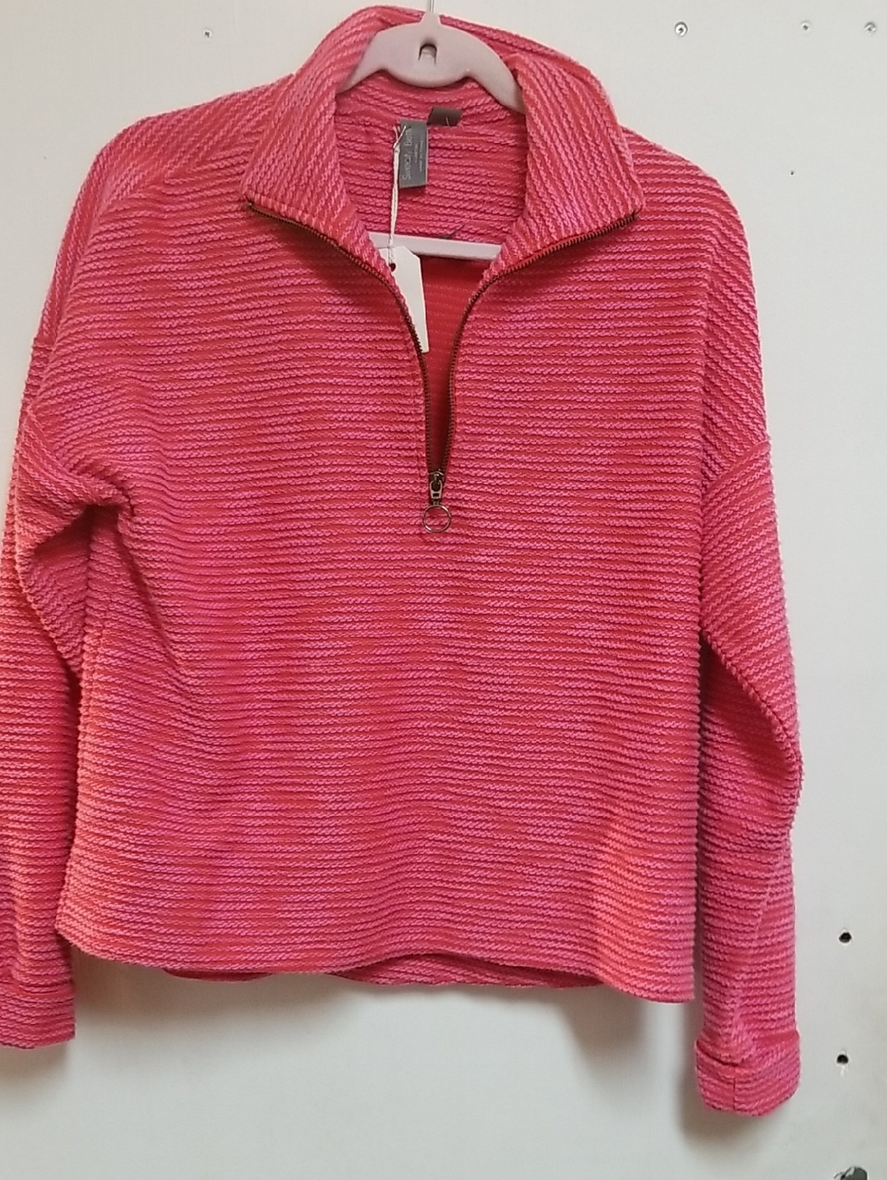 Sweaty Betty Hot Pink Textured Half-Zip Top